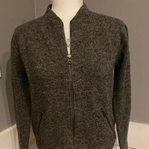 J Crew Gray Lambs Wool Full Zip Sweater Jacket